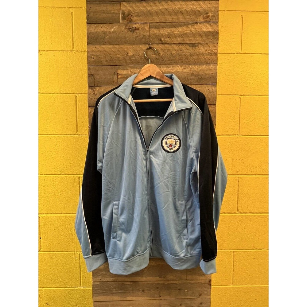 Official Manchester City Track Jacket Zip up Size L Navy & Lt Blue